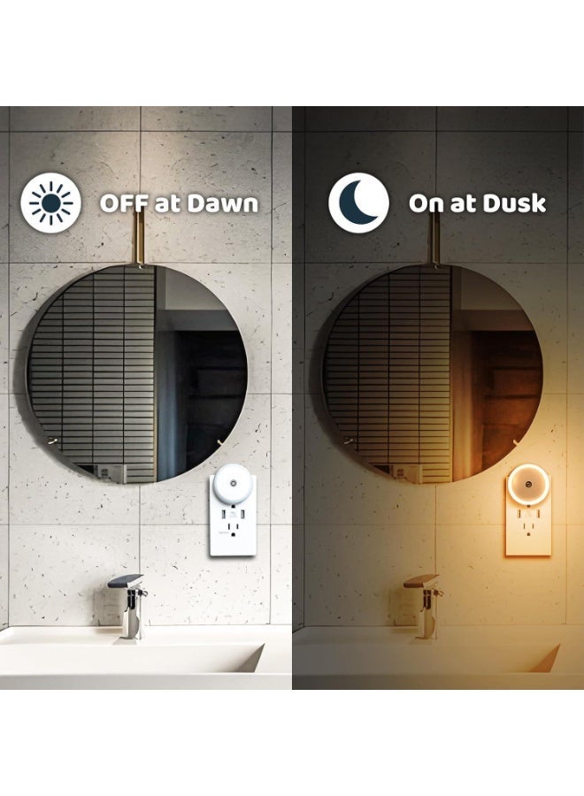 2-Pack LED Night Light Plug into wall with Dusk to Dawn Sensor (amber)  - Auto On/Off, Energy Saving Warm White Lamp for Kids, Adults, Hallways, Stairway, Kitchen, Bathroom, Bedroom - Image 2