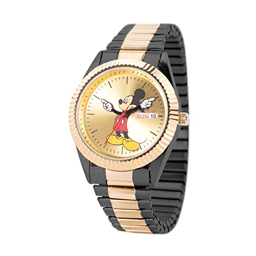 Disney Mickey Mouse Watch Men Mickey Mouse Watches for Men Watch Mens Watches Classic Toys for with Golden Bezel and Multicolor Bracelet - Image 1