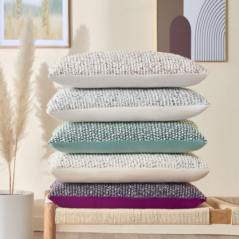 Allorry Decorative Lumbar Pillow Cover 12x20 Blue Striped Soft Wool Lumbar Throw Pillow Neutral Textured Boho Cushion Covers for Modern Farmhouse Sofa Bedroom Living Room Decor SY011-C12 - Image 5