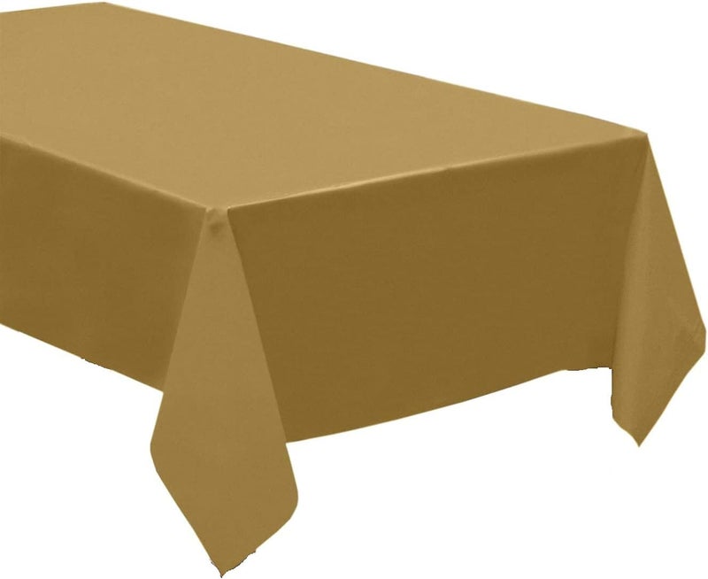 3 Pack Plastic Tablecloth Rectangle 54" X 108" Premium Disposable Table Cover for Party Birthday Wedding (Gold)