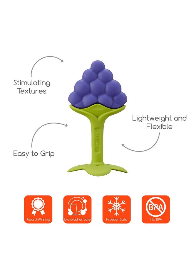 إنو بيبي عضاضة الفاكهة الأصلية من Teethin Smart Ez Grip ولعبة حسية للأطفال الرضع والأطفال الصغار في العنب. عضاضة خالية من مادة Bpa  - Image 2