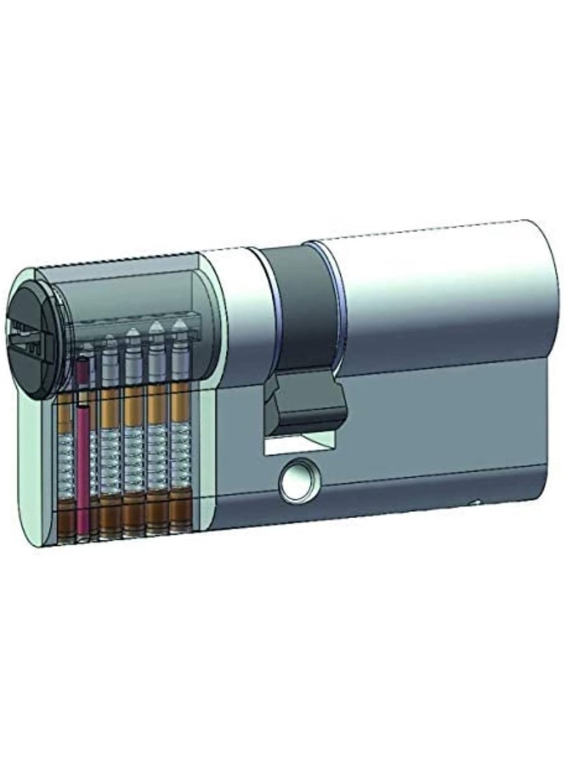 Yale 1000 Series Double Euro Cylinder 60mm Satin Nickel 6 Pin Dimple Key, Medium Security, 10-1002-3030-00-22-11  - Image 4