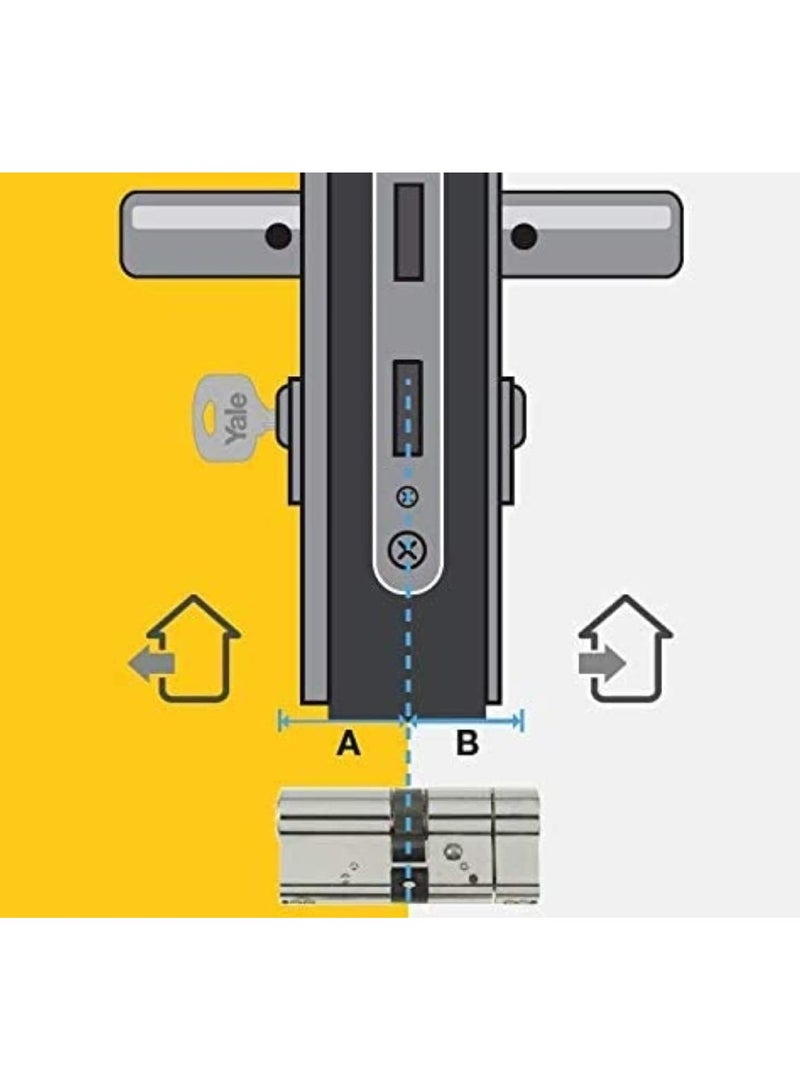 Yale 1000 Series Double Euro Cylinder 60mm Satin Nickel 6 Pin Dimple Key, Medium Security, 10-1002-3030-00-22-11  - Image 3