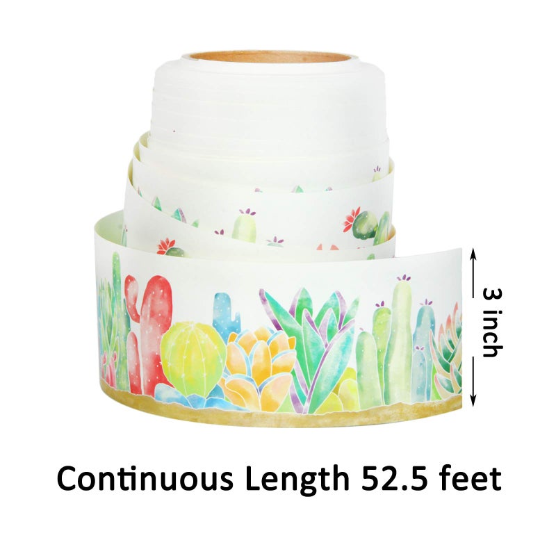 Youngever 52.5 ft Straight Border Trim, Bulletin Board Borders, Cactus Design - Image 2