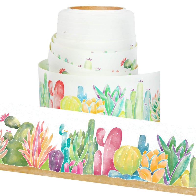 Youngever 52.5 ft Straight Border Trim, Bulletin Board Borders, Cactus Design - Image 1
