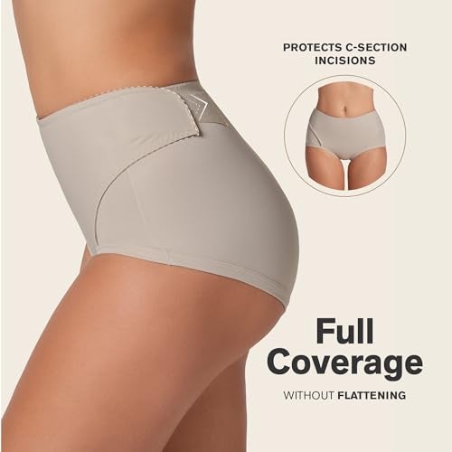 Leonisa Postpartum Tummy Control Belly Band Underwear Postpartum Panties Beige - Image 3