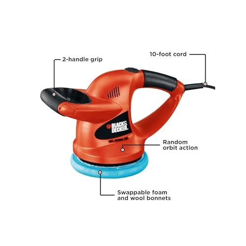 BLACK+DECKER 6" Buffer Polisher, Orbital Car Polisher with Wool and Foam Bonnets (WP900) - Image 2