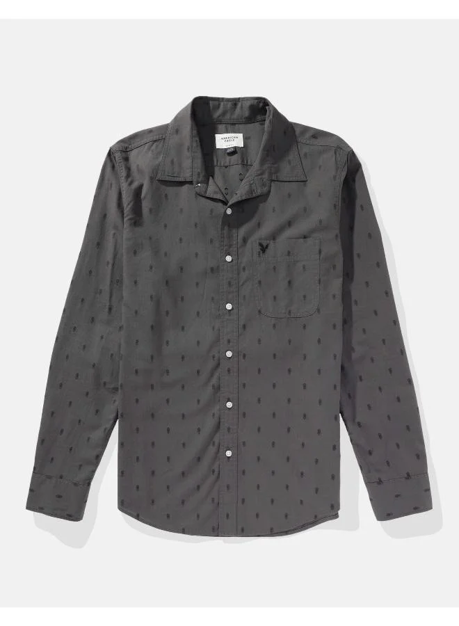 American Eagle Slim Fit Everyday Linen-Blend Button Up Shirt