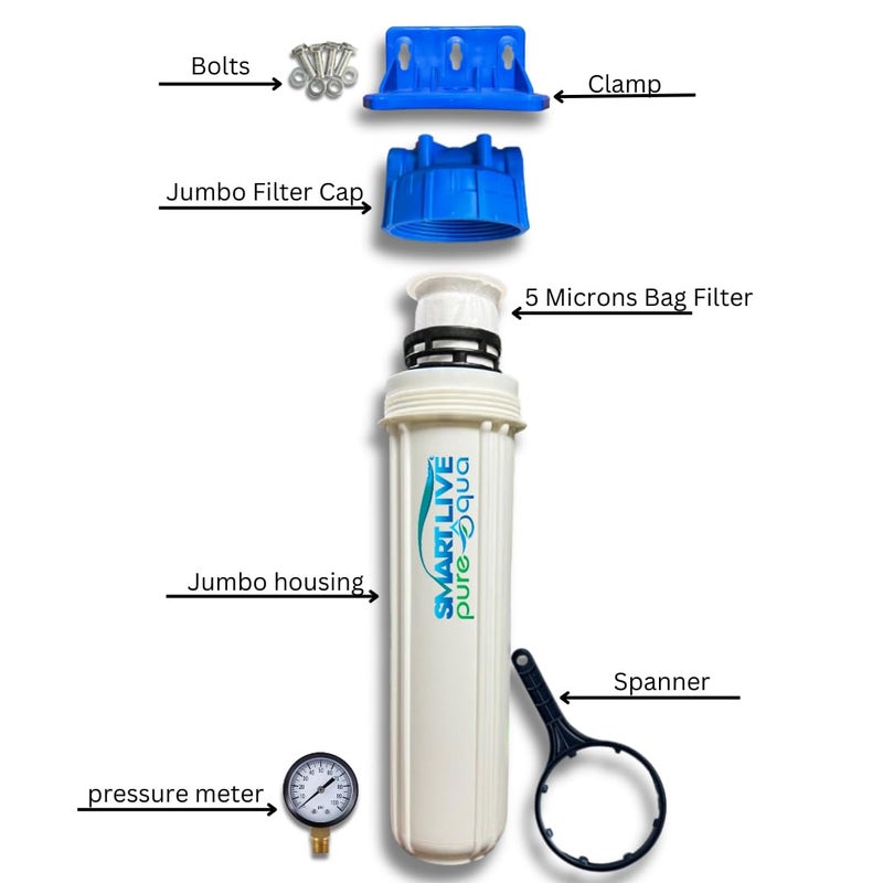 SLPA SMARTLIVE PUREAQUA SMART LIVE PURE AQUA 20 Inch bag filter Assemble set 5 Micron Bag Filter Spanner Clamp Bolts 20 x 45 Dia 1 Inch Inlet Outlet Size Virgin Quality - Image 4