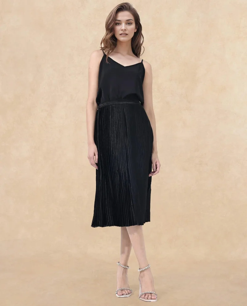 Rareism Women's Pleated Knee Length Skirt