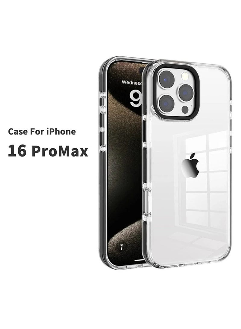 Silicone Protective Clear Cover Corner for IPhone 16 PRO MAX Ultra-Hybrid Crystal Clear Back Case Cover for |Shockproof Design | Camera Protection Bump | Hard Clear Back | Bumper Case (Pc & TPU |Transparent) NON YELLOW - Image 2