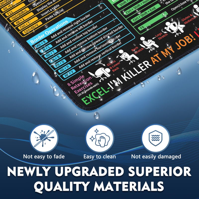 Yuhijoy Excel Cheat Sheet Desk Pad - Excel Cheat Sheet Desk Mat - Mouse Pads, Non-Slip Base Portable Mousepad Suitable Ideal for Office, Gaming, etc (1, 11.8" x 9.84") - Image 3