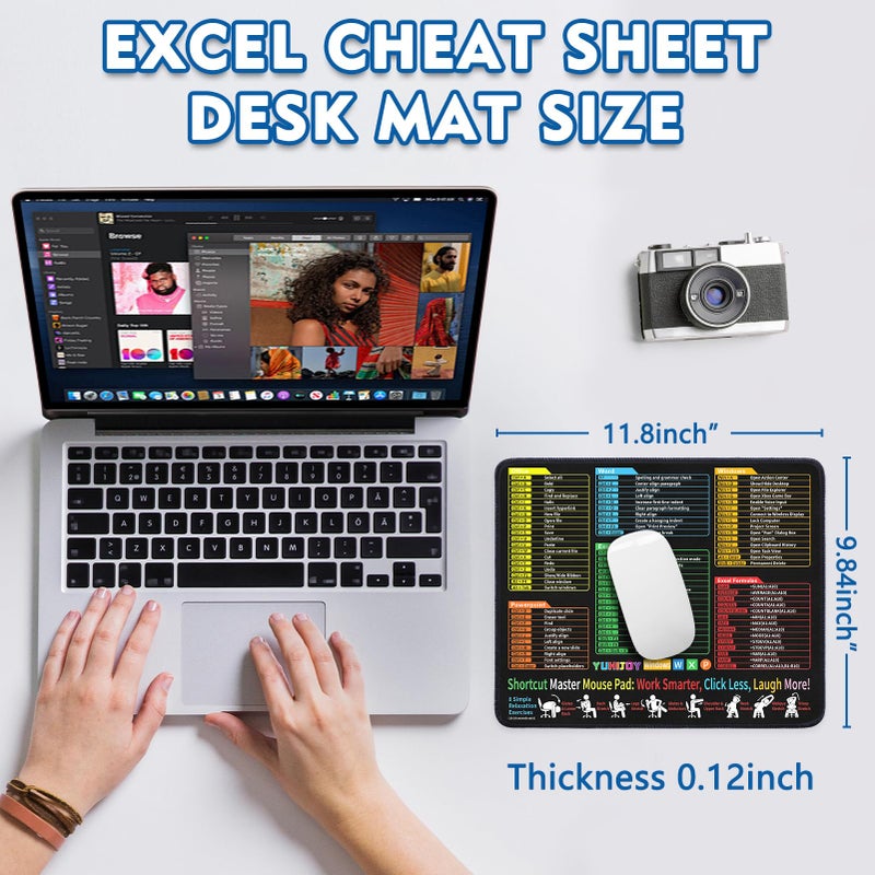 Yuhijoy Excel Cheat Sheet Desk Pad - Excel Cheat Sheet Desk Mat - Mouse Pads, Non-Slip Base Portable Mousepad Suitable Ideal for Office, Gaming, etc (1, 11.8" x 9.84") - Image 5
