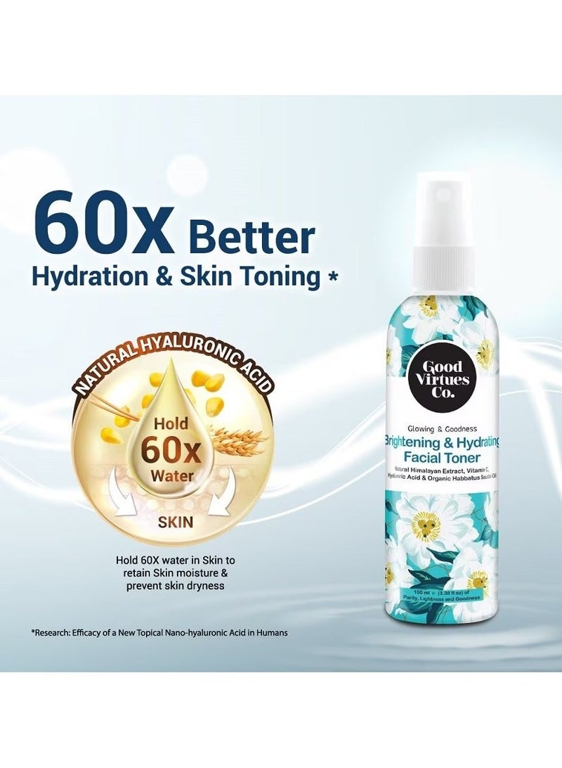 Good Virtues Co. Brightening & Hydrating Facial Toner Natural Himalayan Extract, Vitamin C, Hyaluronic Acid & Organic Habbatus Sauda Oil 100ML - Image 3