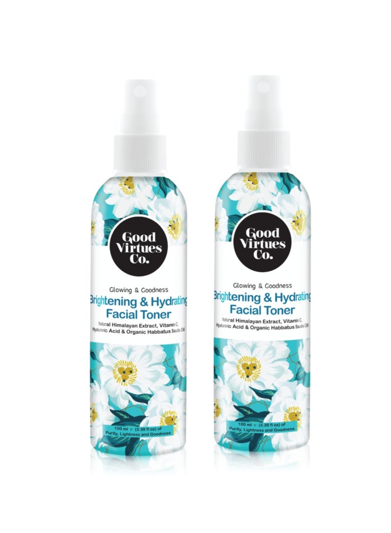 Good Virtues Co. Brightening & Hydrating Facial Toner Natural Himalayan Extract, Vitamin C, Hyaluronic Acid & Organic Habbatus Sauda Oil 100ML - Image 1