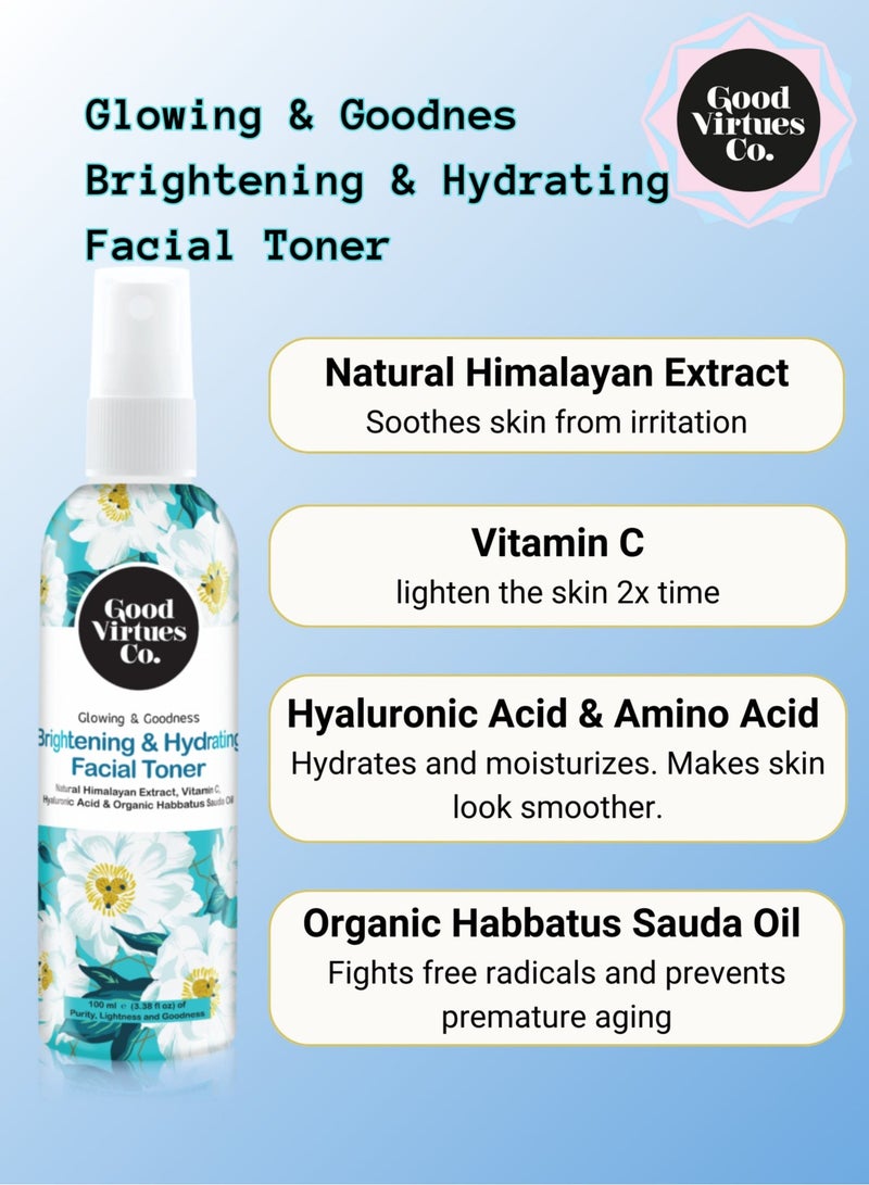 Good Virtues Co. Brightening & Hydrating Facial Toner Natural Himalayan Extract, Vitamin C, Hyaluronic Acid & Organic Habbatus Sauda Oil 100ML - Image 4