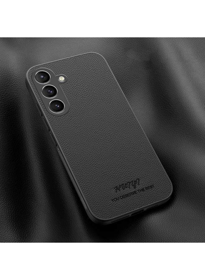 جراب هاتف مغناطيسي جلدي من HUIYI لهاتف Samsung Galaxy A55 5G (أسود)