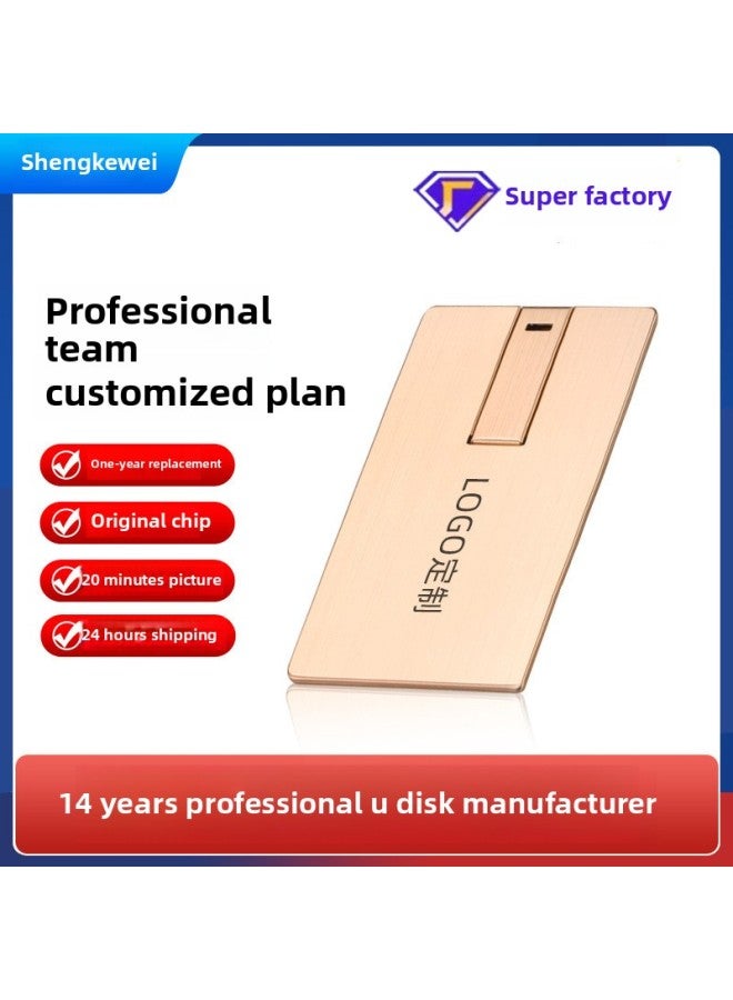 Metal Card USB Flash Drive Large Capacity High Speed USB Flash Drive Corporate Gift USB Flash Drive Pattern LOGO Printing USB Flash Drive Customization-Capacity:256GB - Image 1