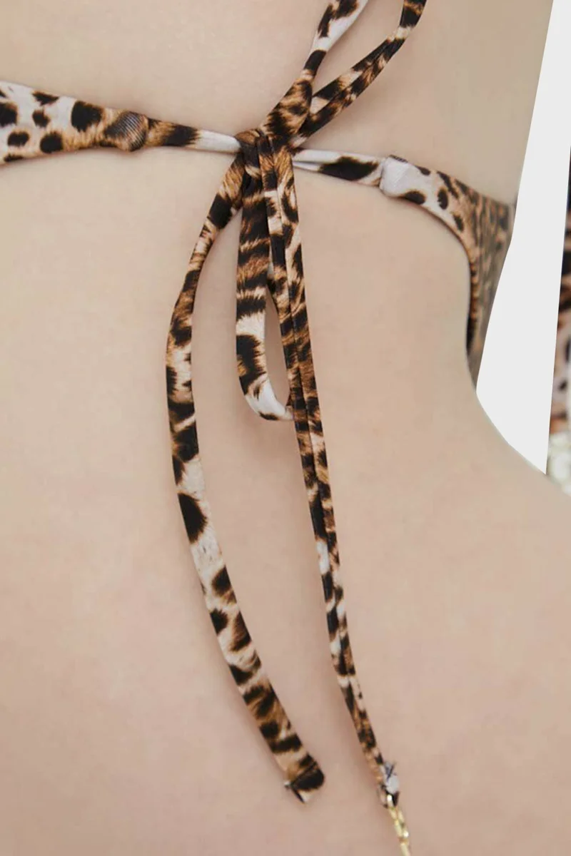 GUESS Leopard Patterned Side Tie V String Bikini Bottom Women's Bikini Bottom E3GO03MC04R P122