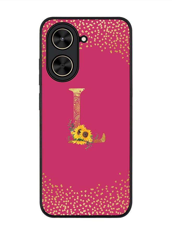 Stylizedd For Xiaomi Poco C71 / Redmi A5 4G Case,Slim fit Camera Protection, Shockproof Thin Phone cover  - Custom Floral Monogram - L ( Deep Pink )