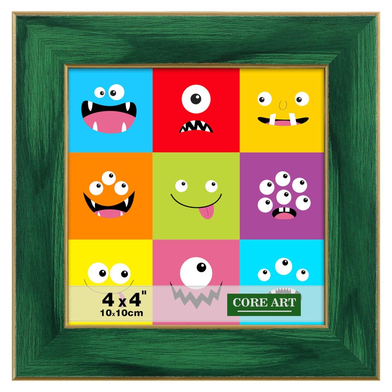 CORE ART 4x4 Picture Frame Green Square Photo Frame  Colorful Frame with HD Plexiglass  Wall or Tabletop Display - Image 1