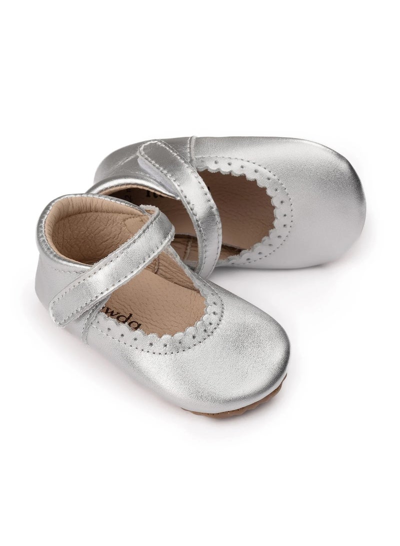 Little Miss Sunshine Shiny Leather Shoes - Silver Shoes for Special Occasions
