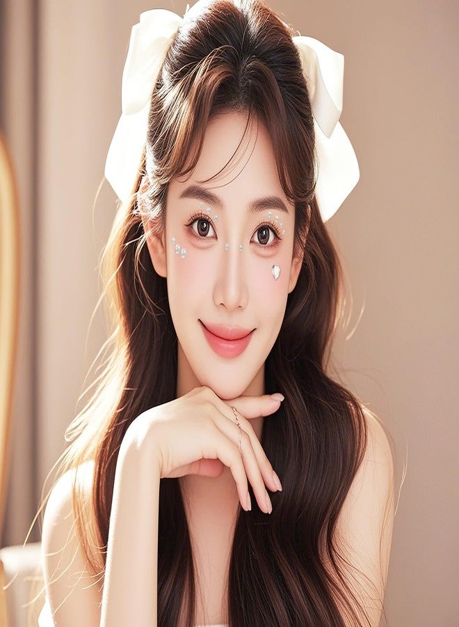 Penta Angel Gem Stickers for Face Stick On Heart Pearl Festival Makeup Jewels Gemstones for Crafts Women Eye Hair Body Christmas Halloween Costume Decoration (White) - Image 5