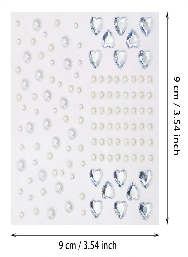 Penta Angel Gem Stickers for Face Stick On Heart Pearl Festival Makeup Jewels Gemstones for Crafts Women Eye Hair Body Christmas Halloween Costume Decoration (White) - Image 2