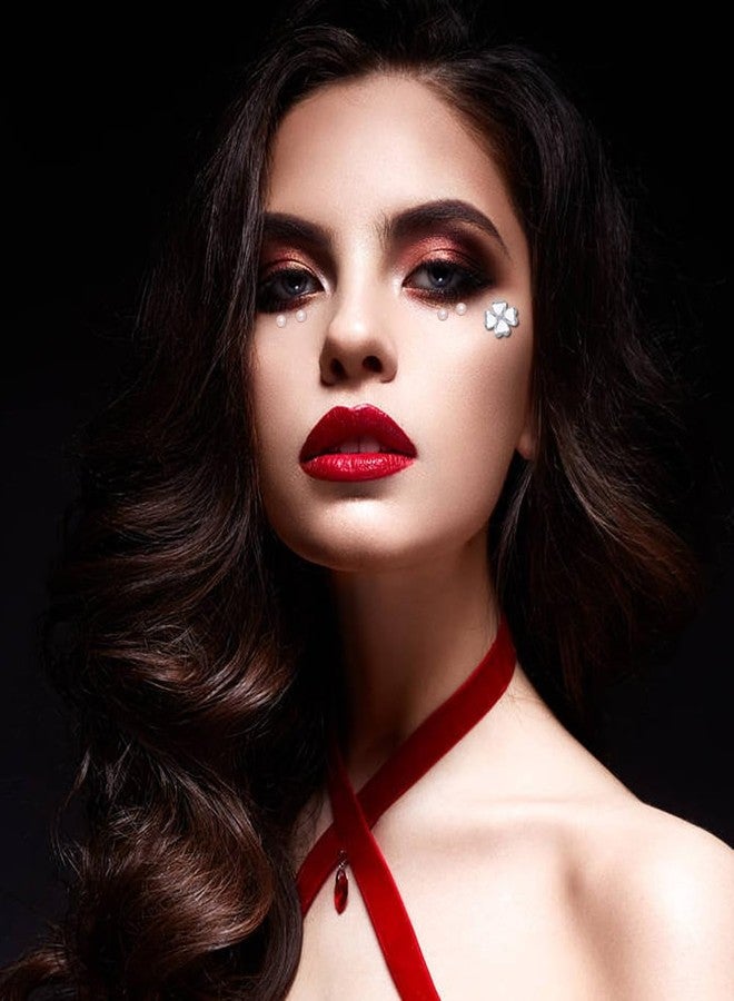 Penta Angel Gem Stickers for Face Stick On Heart Pearl Festival Makeup Jewels Gemstones for Crafts Women Eye Hair Body Christmas Halloween Costume Decoration (White) - Image 4