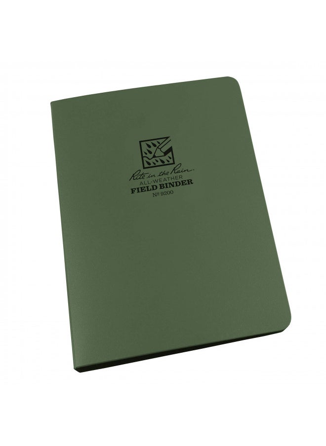 Rite in the Rain Rite in the Rain All-Weather 1/2" Ring Binder, 5 5/8" x 7 7/8", Green Binder (No. 9200)  - Image 1