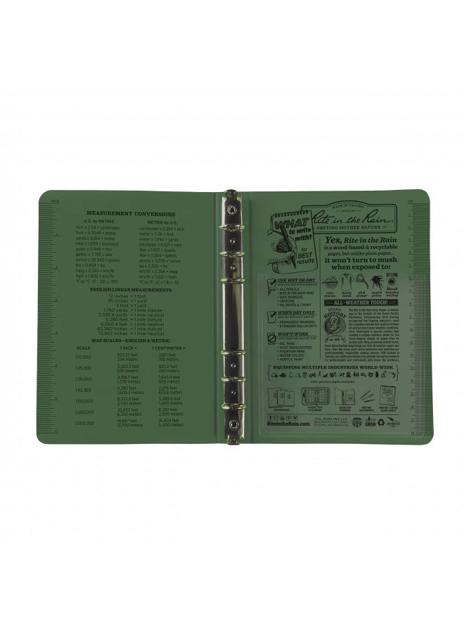 Rite in the Rain Rite in the Rain All-Weather 1/2" Ring Binder, 5 5/8" x 7 7/8", Green Binder (No. 9200)  - Image 2