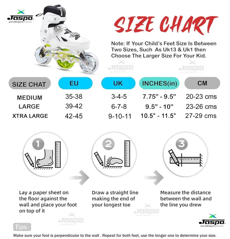Jaspo Radar Edge 100 mm Adjustable Hard-Boot Inline Shoe Skates Aluminium Frame ABEC-7 Bearing, 80A Hardness PU Wheels, Soft Cushioned Inner Shoe for All Age Groups White, Extra Large(26-28.5 cms) - Image 5