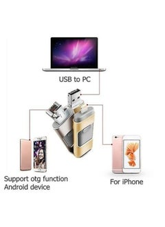 i-Flash 3 in 1 Usb Flash Drive Expand Memory Stick Otg Pendrive for iphone iPad Android PC 128GB Gold  - Image 4