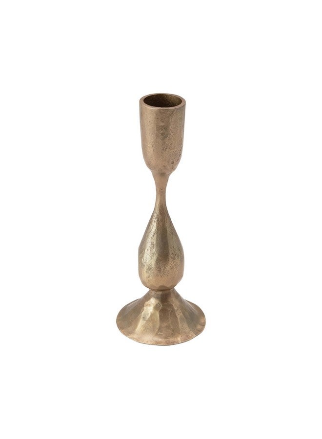 Creative Co-Op Round Hand-Forged Metal Taper Holder, Antique Brass Finish - Image 1