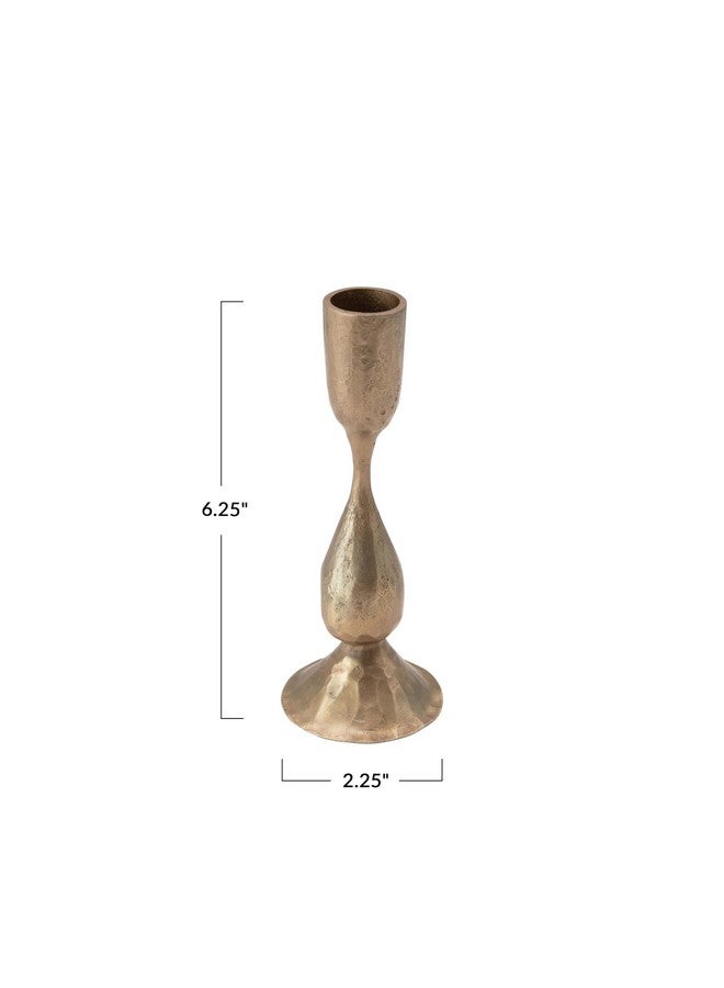 Creative Co-Op Round Hand-Forged Metal Taper Holder, Antique Brass Finish - Image 2