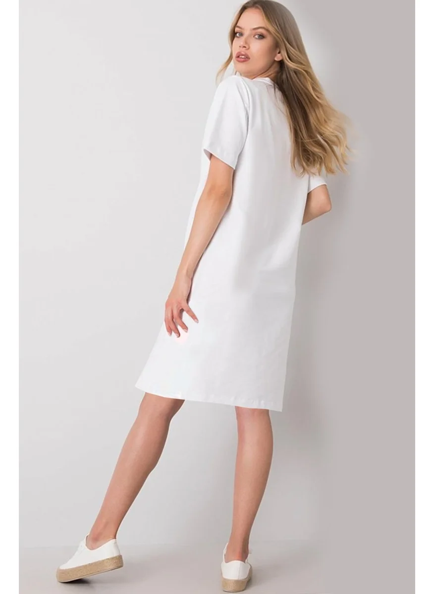Rock&Roll Tokyo 99 White Short Sleeve Above Knee Mid Length Cotton Dress