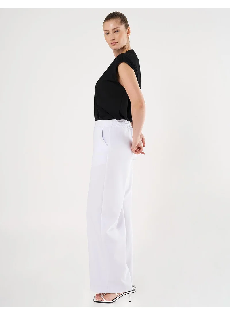Kayra Wide-Leg Classic Trousers Optical White