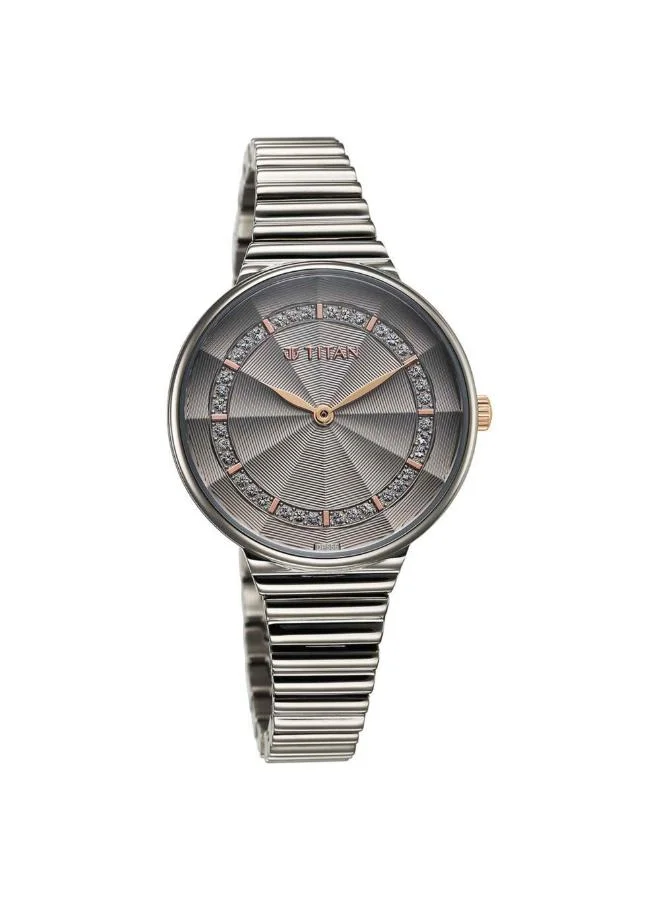 تيتان Women Analog Display Watch With Grey Stainless Steel Strap - 95245KM02
