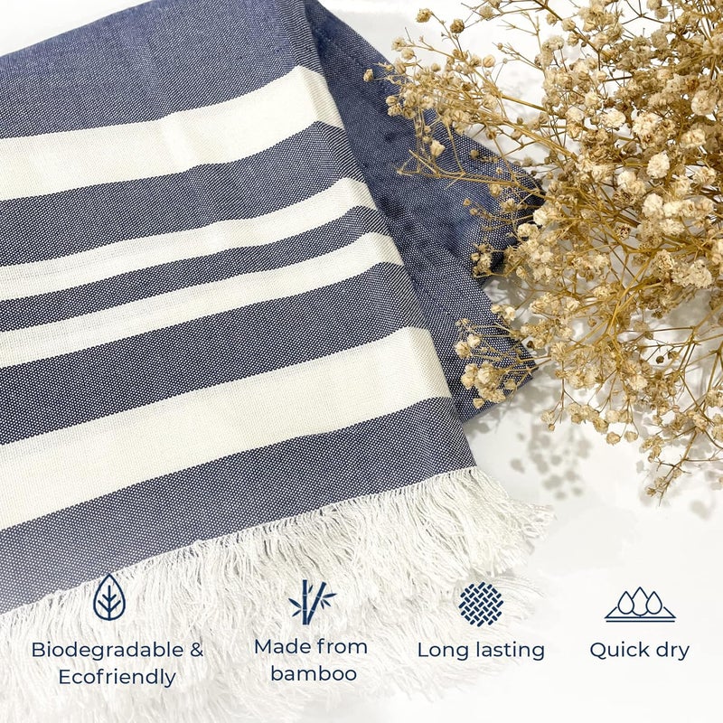 madake Bamboo Ultra Soft Thin Turkish Towel150X70CmQuick Dry Super Absorbent Anti BacterialExtra Large Bath Towel For Men And Women For Bath Beach Pool YogaPowder Blue 200 Tc - Image 2
