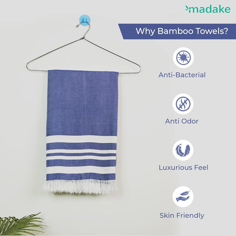 madake Bamboo Ultra Soft Thin Turkish Towel150X70CmQuick Dry Super Absorbent Anti BacterialExtra Large Bath Towel For Men And Women For Bath Beach Pool YogaPowder Blue 200 Tc - Image 3