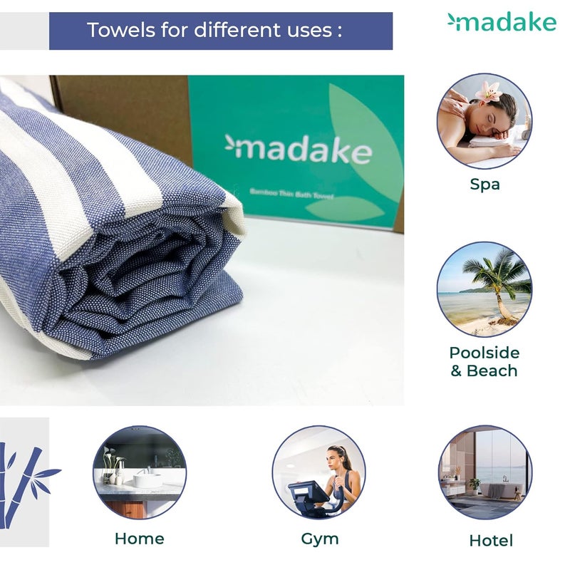 madake Bamboo Ultra Soft Thin Turkish Towel150X70CmQuick Dry Super Absorbent Anti BacterialExtra Large Bath Towel For Men And Women For Bath Beach Pool YogaPowder Blue 200 Tc - Image 5