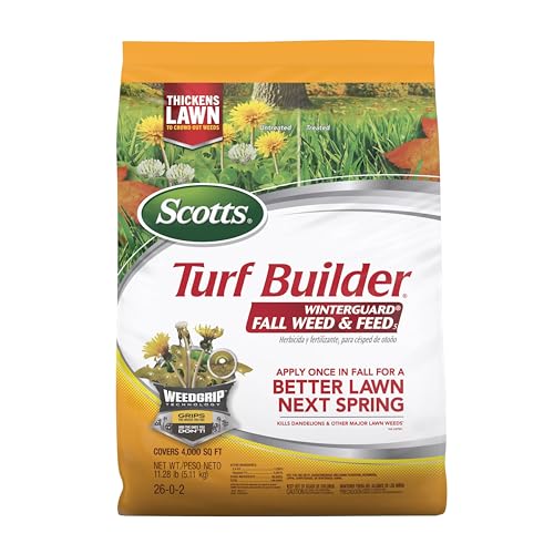 Scotts Turf Builder WinterGuard Fall Weed & Feed5, Weed Killer Plus Fall Fertilizer, 4,000 sq. ft., 11.28 lbs. - Image 1