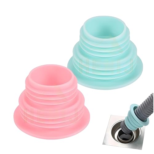 HENIJ Silicone Drain Pipe Seal Ring Deodorant Sewer Seal Plug Washing Machine Drain Pipe Connector, Kitchen and Bathroom Fixtures Flexible Sealing Ring Clean Tool (Pack of 2, Random Color) - Image 1