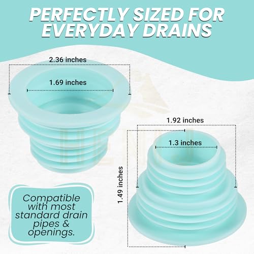 HENIJ Silicone Drain Pipe Seal Ring Deodorant Sewer Seal Plug Washing Machine Drain Pipe Connector, Kitchen and Bathroom Fixtures Flexible Sealing Ring Clean Tool (Pack of 2, Random Color) - Image 2
