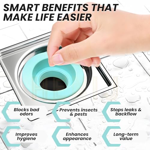 HENIJ Silicone Drain Pipe Seal Ring Deodorant Sewer Seal Plug Washing Machine Drain Pipe Connector, Kitchen and Bathroom Fixtures Flexible Sealing Ring Clean Tool (Pack of 2, Random Color) - Image 4