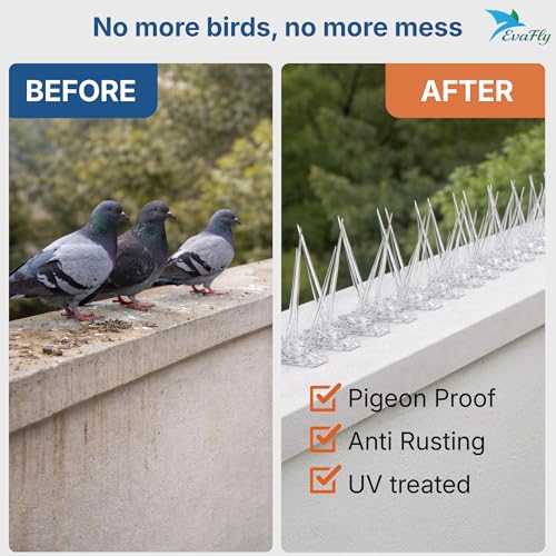 Evafly Balcony Spike for Birds|Pack of 7 Strong Polycarbonate Uv Treated Unbreakable Spikes| Uses at AC Cabinate Windows Railing- White (12x8 inch) - Image 3