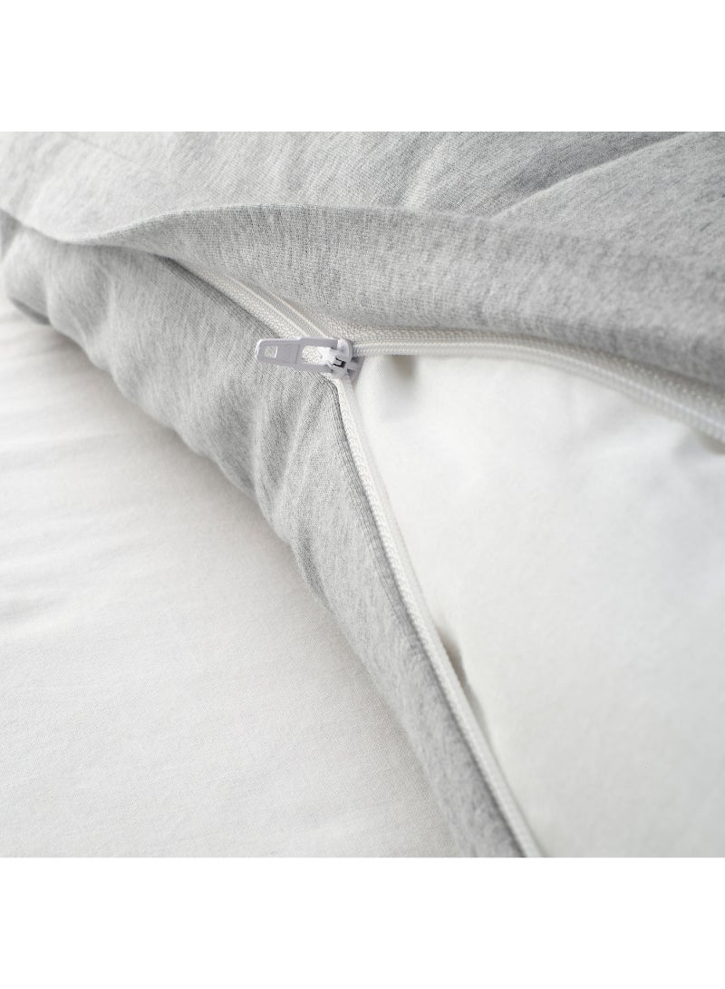 IKEA FRAKTA غطاء لحاف و 2 غطاء وسادة - رمادي فاتح/مزيج - 240x220/50x80 سم - Image 2