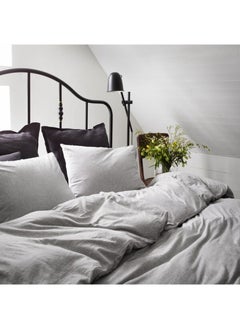 IKEA FRAKTA Duvet cover and 2 pillowcases - light grey/mélange - 240x220/50x80 cm  - Image 3