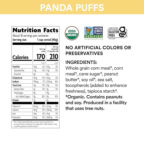 EnviroKidz Organic Panda Puffs Cereal, 10.6 oz (Pack of 1), Peanut Butter, Gluten Free, Non-GMO, by Nature's Path - Image 5