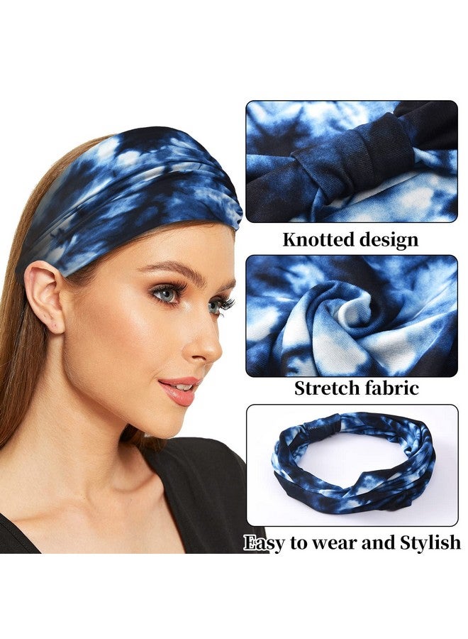 يشان عصابات رأس عريضة من Yeshan للنساء، عصابات رأس بوهو غير قابلة للانزلاق، عصابات رأس مرنة مصبوغة برباط، عصابات شعر لممارسة اليوجا والتمرين والجري، عبوة من 6 قطع - Image 3